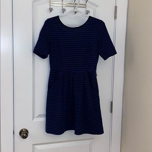 Speechless Black/Blue Striped Dress